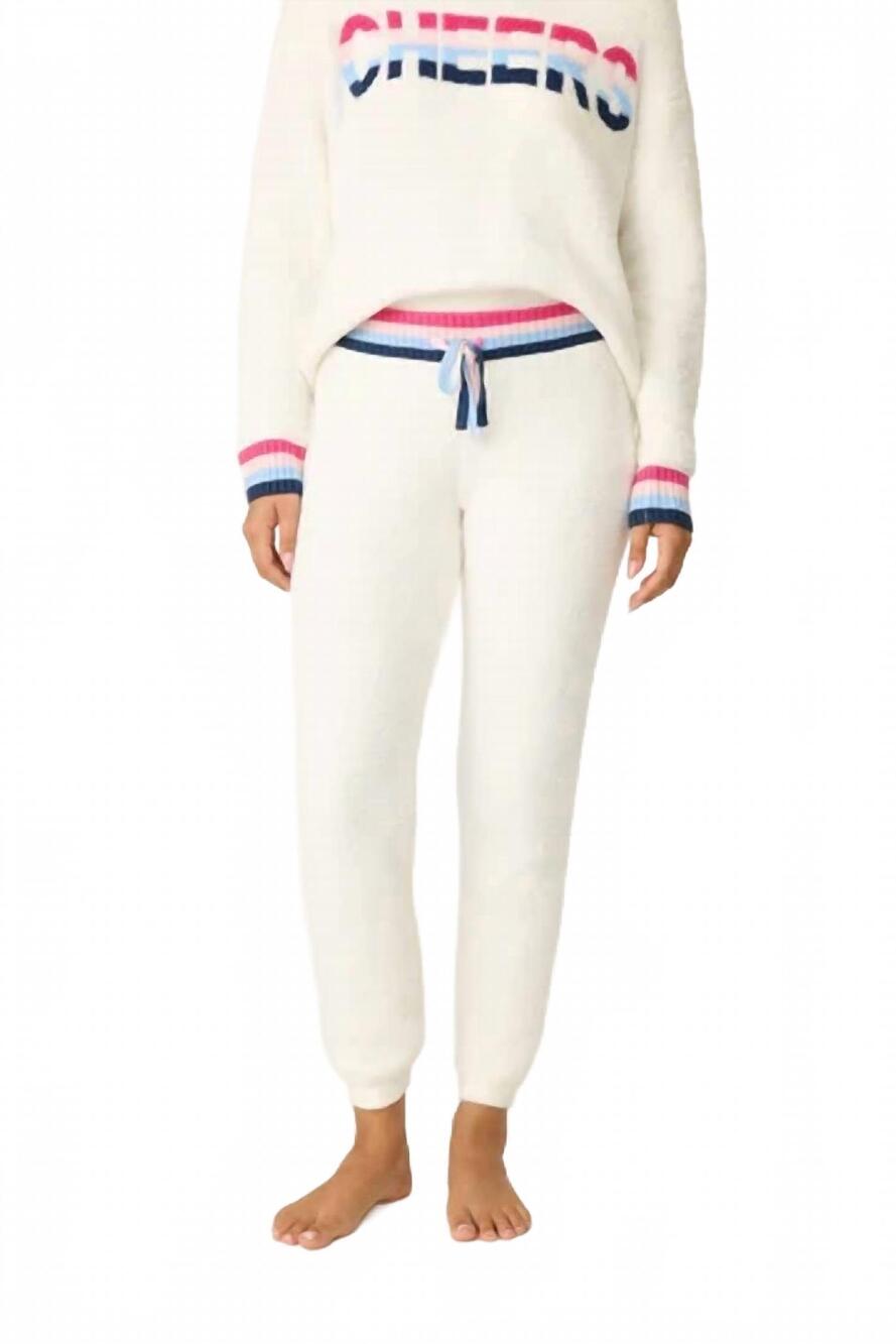 NEW PJ SALVAGE women's marshmallow party knit banded pant in powder white